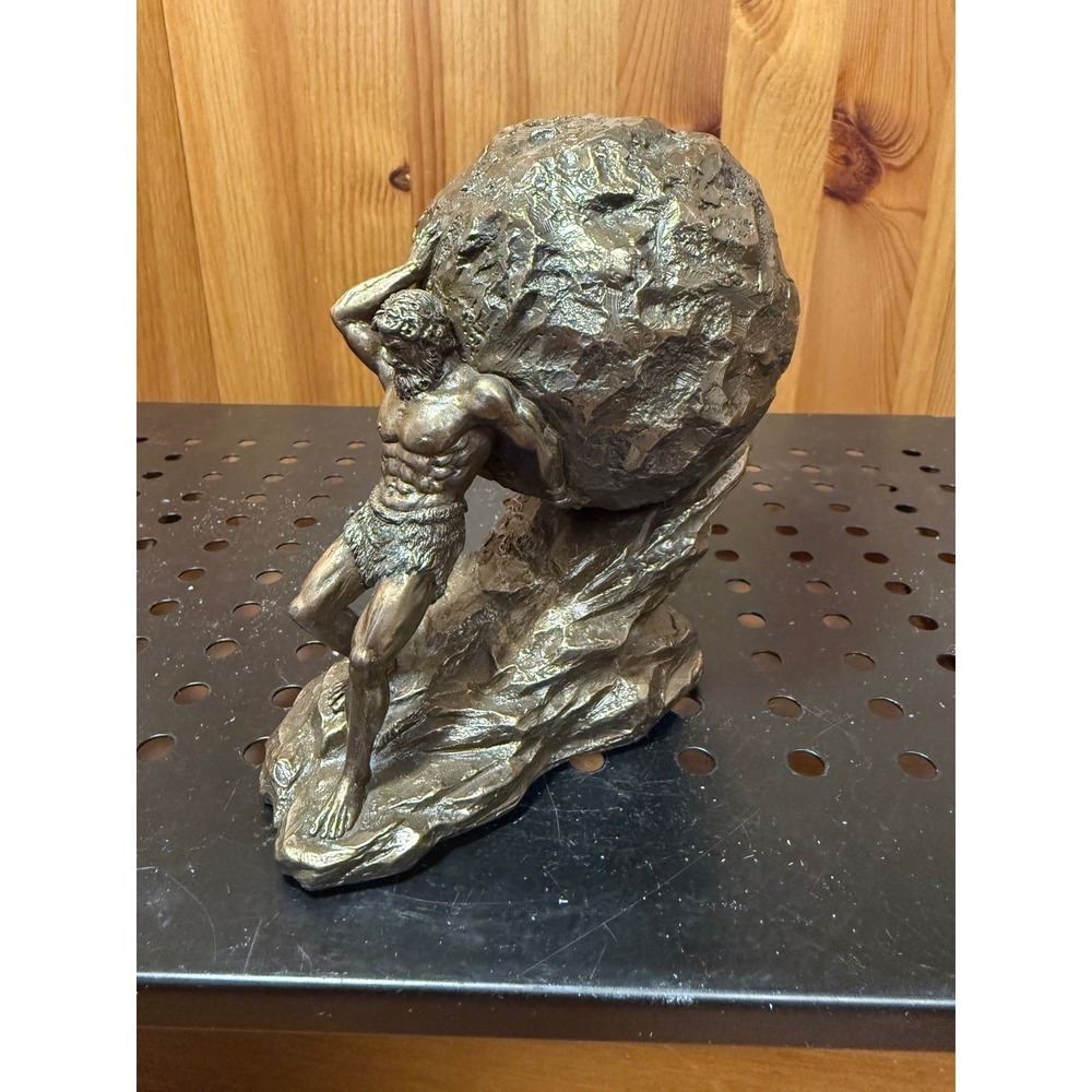 Veronese Design Sisyphus Pushing Boulder Greek Mythology Bronze Statue Figurine